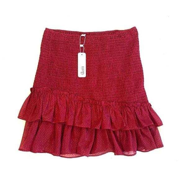 [glam] Metallic Maroon Polka Dot Skirt - Size Large NWT - Picture 2 of 7